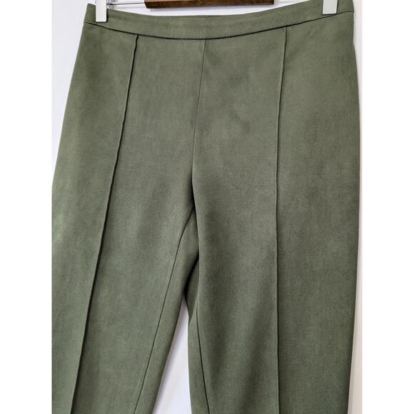 Vince Camuto Faux Suede Pants Womens Size Small Pine Forest Green Pull-On Seam - Picture 2 of 9